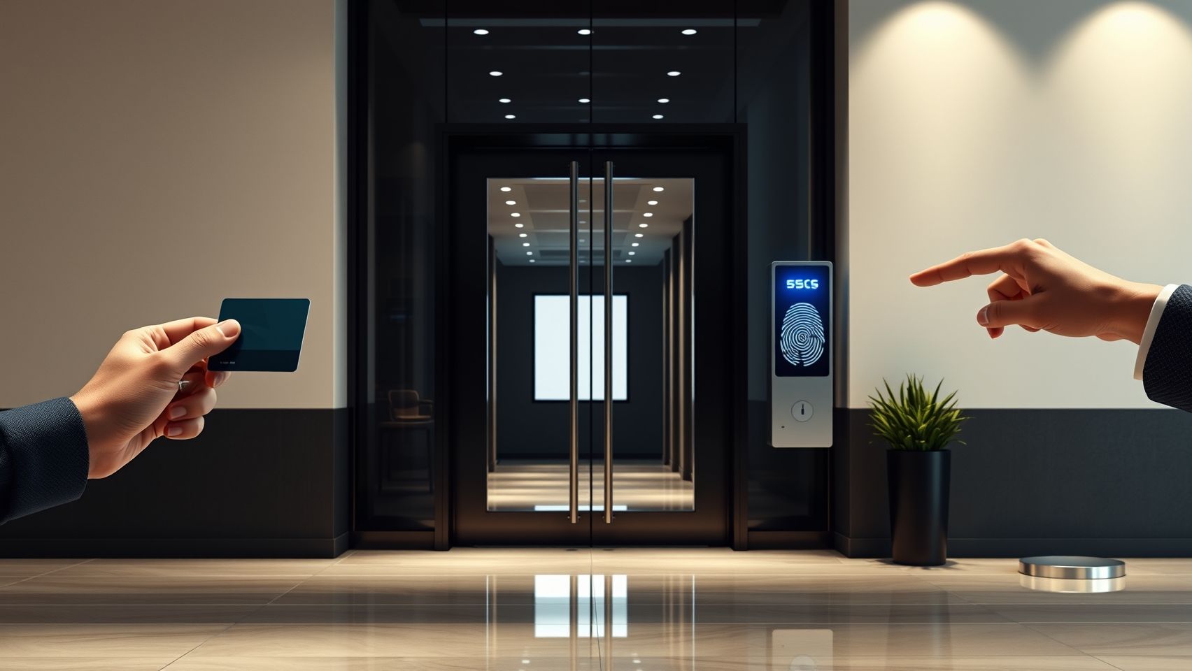 {"prompt":"A sleek, corporate access door stands in a modern office lobby, showcasing a sophisticated entrance typical of the Dominican Republic's contemporary architecture. On the left, a hand holds a proximity card, poised to tap it against a sleek, digital reader, while on the right, a fingerprint is positioned just above an elegant biometric scanner, ready for verification. The atmosphere is understated yet polished, illuminated by soft neutral lighting that casts gentle reflections on the glossy floor, enhancing the clean aesthetic of the space. This ultra-realistic scene captures the essence of modern security technology in a professional setting, devoid of text or human presence, presented in a crisp 1920x1080 resolution.nncorporate access door, left side hand holding proximity card to reader, right side fingerprint hovering over biometric scanner, clean modern office entrance, Dominican Republic style, neutral lighting, polished floor with reflections, no text, no people, ultra realistic, 1920x1080","originalPrompt":"corporate access door, left side hand holding proximity card to reader, right side fingerprint hovering over biometric scanner, clean modern office entrance, Dominican Republic style, neutral lighting, polished floor with reflections, no text, no people, ultra realistic, 1920x1080","width":1706,"height":960,"seed":42,"model":"flux","enhance":false,"nologo":true,"negative_prompt":"worst quality, blurry","nofeed":false,"safe":false,"quality":"medium","image":[],"transparent":false,"isMature":false,"isChild":false}