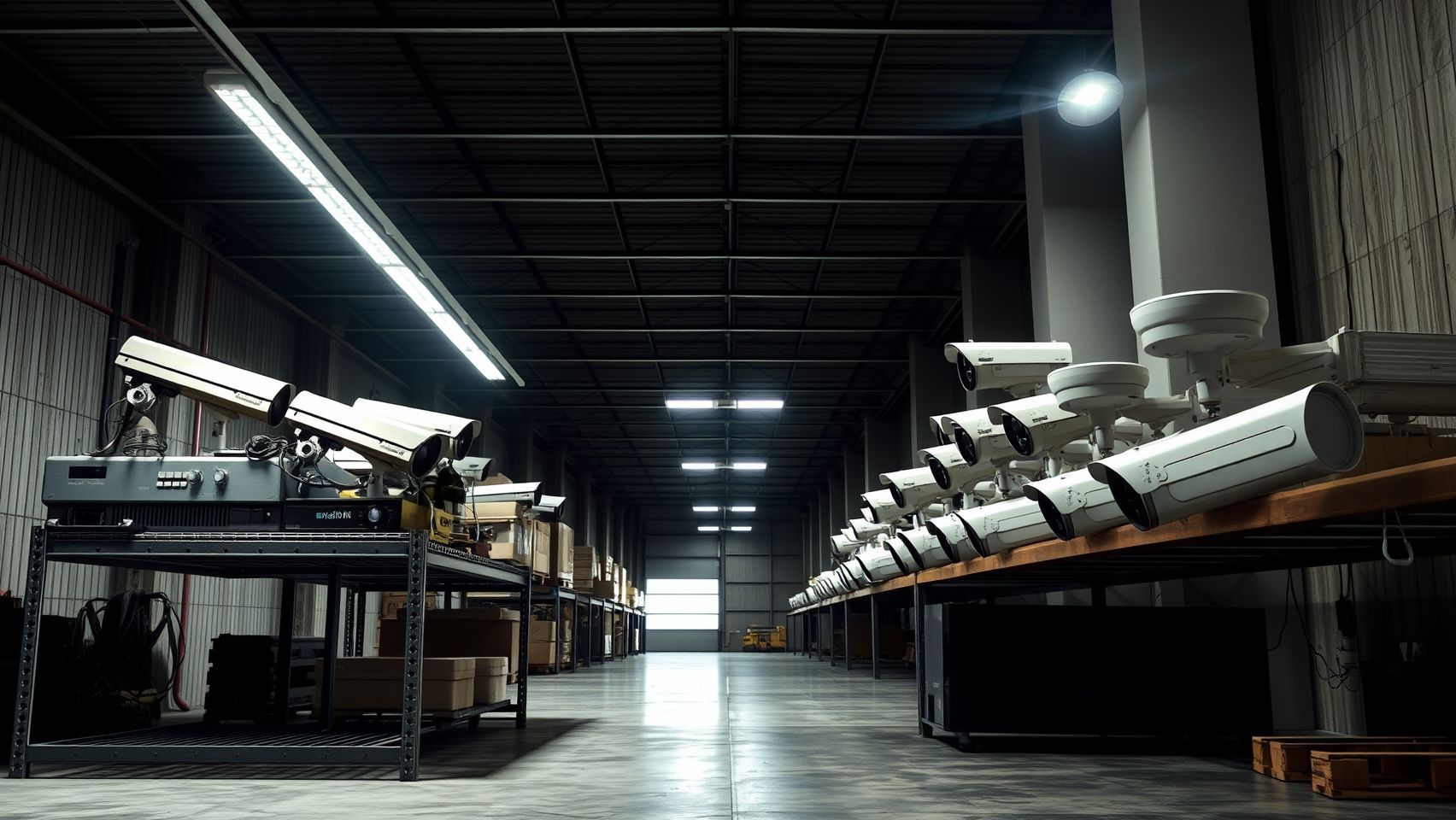 {"prompt":"Visualize a divided warehouse interior that starkly contrasts traditional and contemporary surveillance technology. To the left, a collection of vintage analog CCTV cameras and a dusty DVR sit atop a metal shelf, casting soft shadows under the stark fluorescent lighting, evoking a sense of nostalgia. The right side bursts alive with sleek, modern IP cameras and a high-tech NVR, gleaming under bright LED lights that enhance their polished surfaces. The entire environment is characterized by an immaculate industrial aesthetic, featuring clean lines and muted tones, reminiscent of a Dominican Republic warehouse. The scene is captured in stunning ultra-realistic detail, set against a backdrop of expansive space, devoid of any text or human presence. The image is sharply focused, showcasing the intricacies of both technology types against the vibrant lighting, framed in a 1920x1080 resolution.nnsplit warehouse scene, left side classic analog cctv cameras and dvr, right side modern ip cameras and nvr, clean industrial setting, bright LED lighting, Dominican Republic warehouse style, no text, no people, sharp focus, ultra realistic, 1920x1080","originalPrompt":"split warehouse scene, left side classic analog cctv cameras and dvr, right side modern ip cameras and nvr, clean industrial setting, bright LED lighting, Dominican Republic warehouse style, no text, no people, sharp focus, ultra realistic, 1920x1080","width":1706,"height":960,"seed":42,"model":"flux","enhance":false,"nologo":true,"negative_prompt":"worst quality, blurry","nofeed":false,"safe":false,"quality":"medium","image":[],"transparent":false,"isMature":false,"isChild":false}